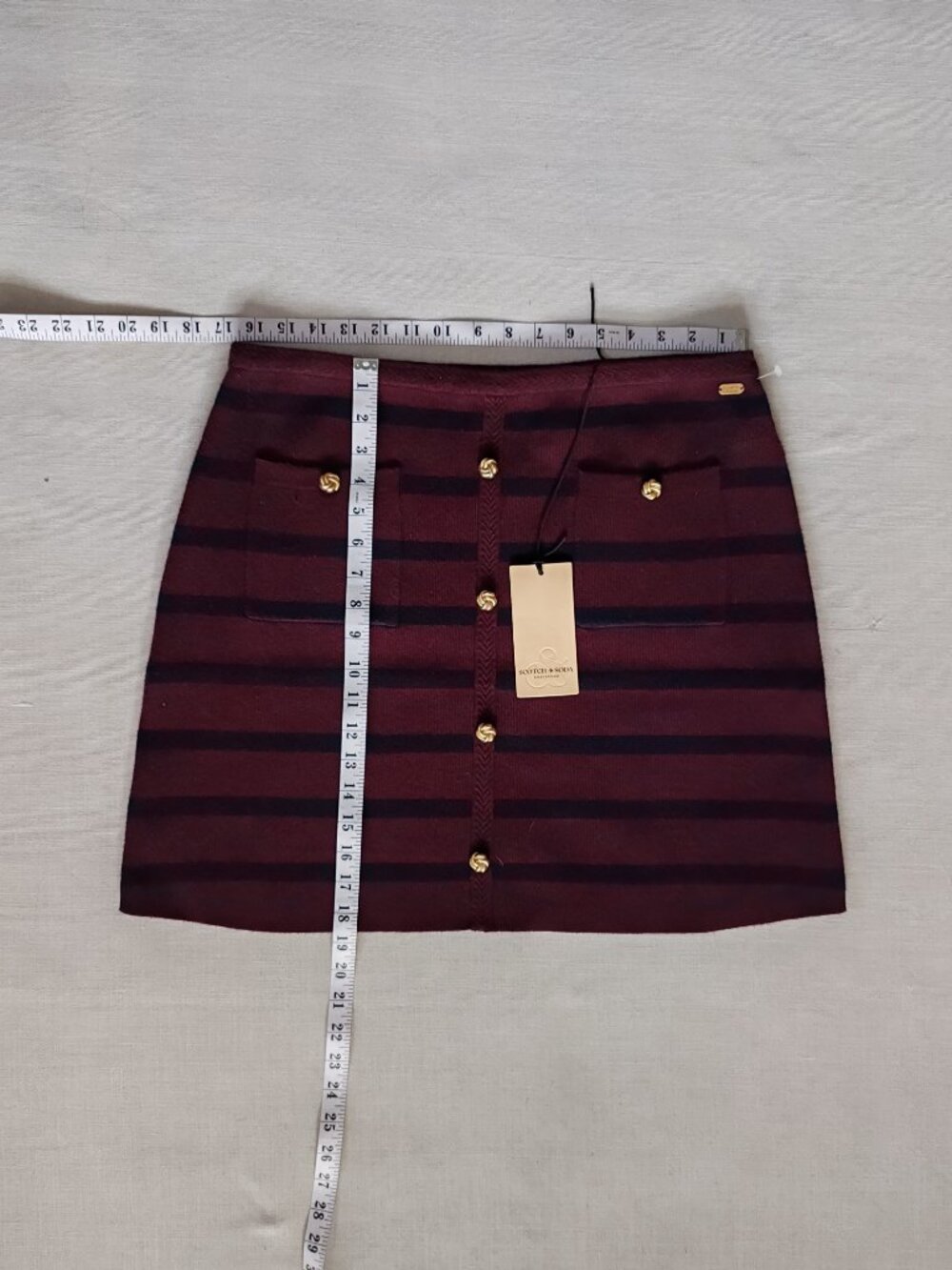 Scotch & Soda NWT Striped Knit Mini Skirt with Gold Buttons - XL - Picture 13 of 15
